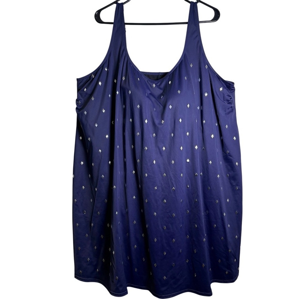 Swim365 Swimdress One‎ Piece Women 30 Navy Blue Studded Diamond Plus Size
